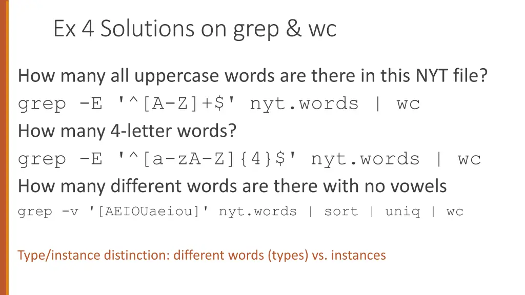 ex 4 solutions on grep wc