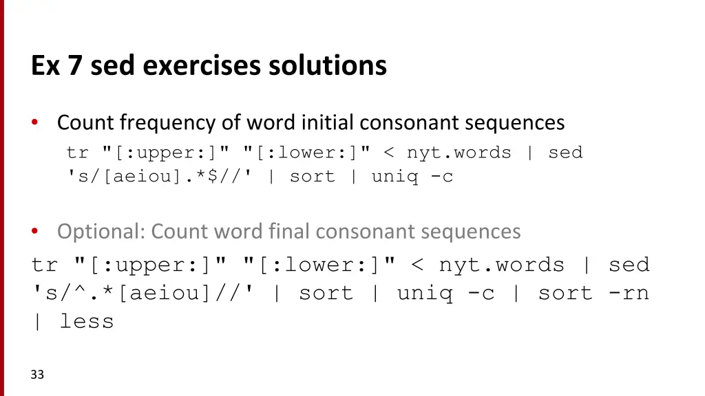ex 7 sed exercises solutions