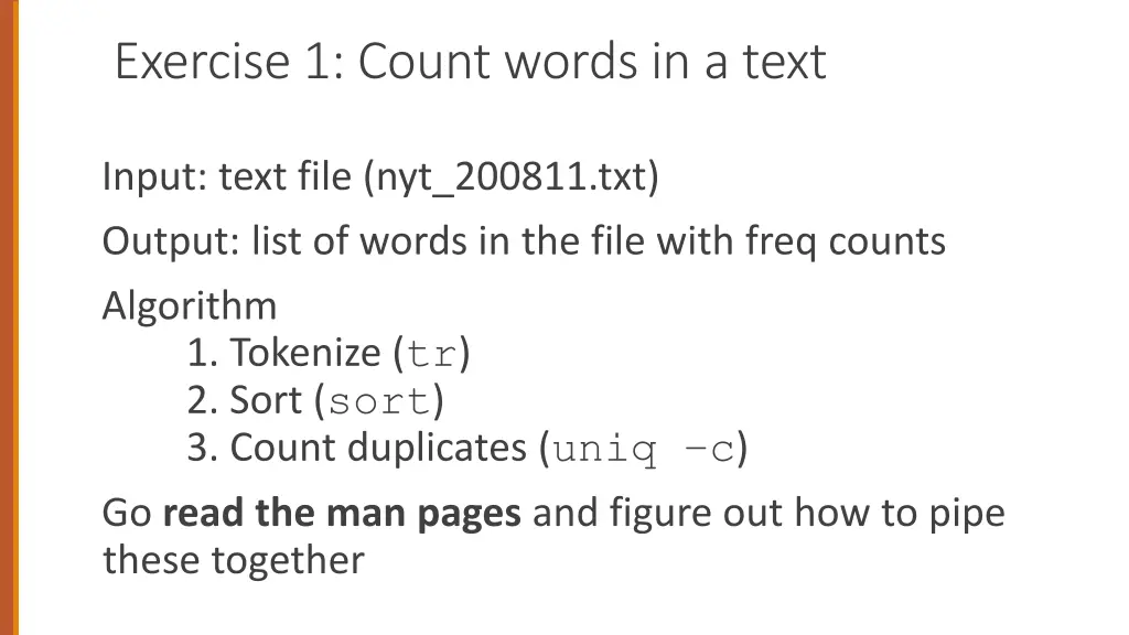 exercise 1 count words in a text