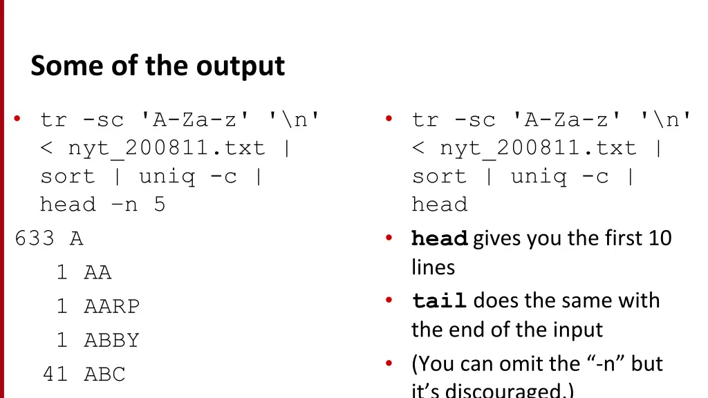some of the output