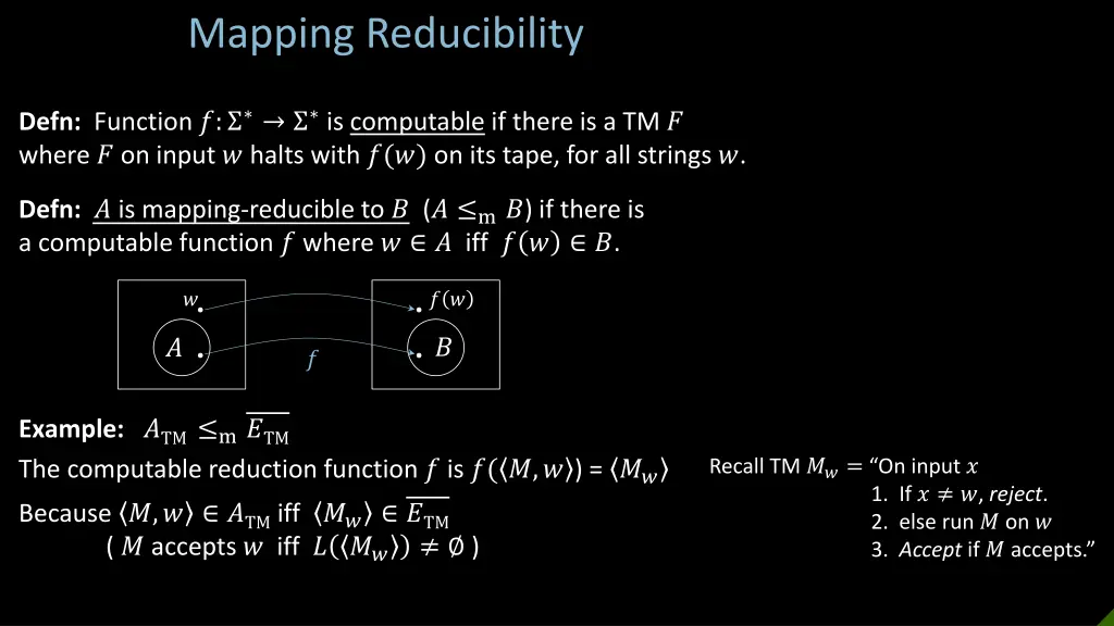 mapping reducibility