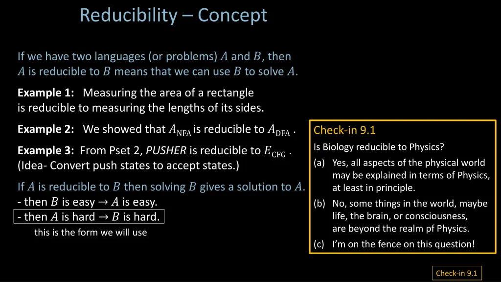 reducibility concept