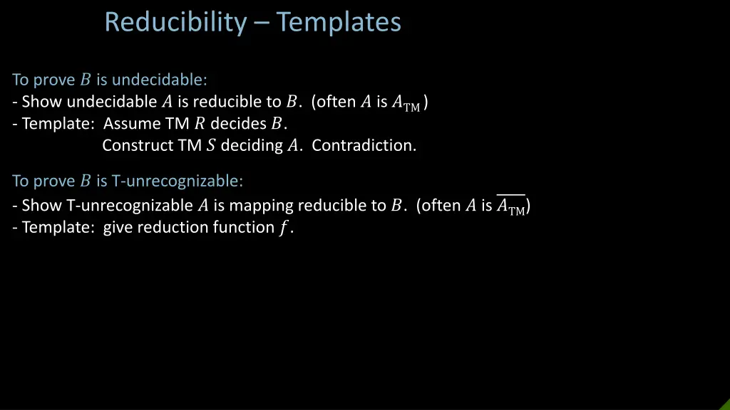 reducibility templates