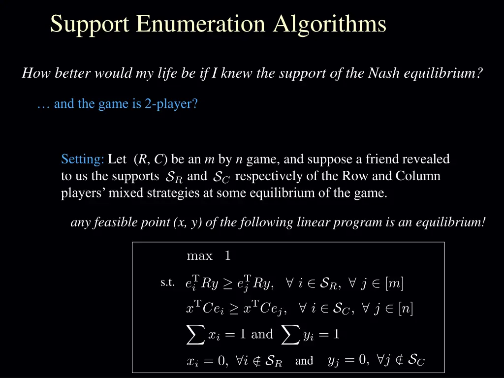 support enumeration algorithms