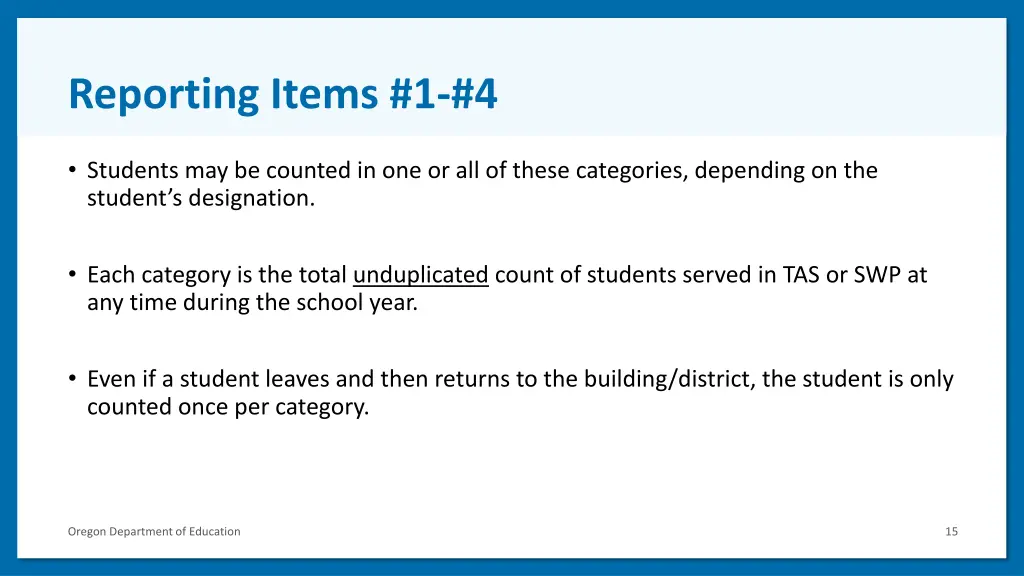 reporting items 1 4