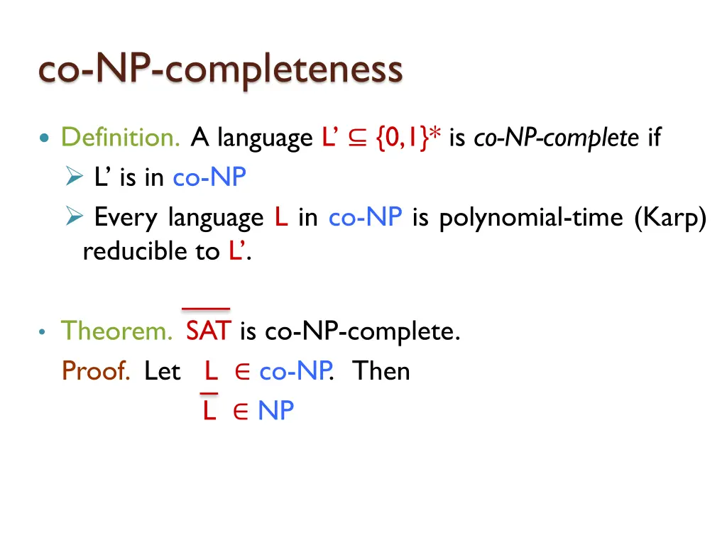 co np completeness 1