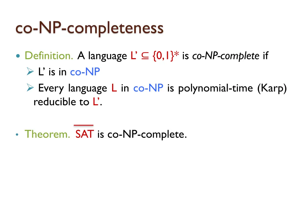 co np completeness