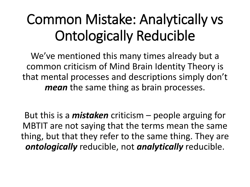 common mistake analytically vs common mistake