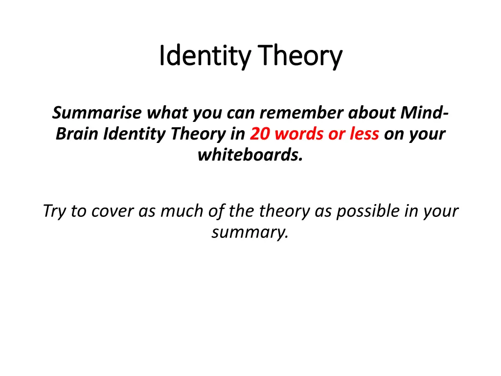 identity theory identity theory