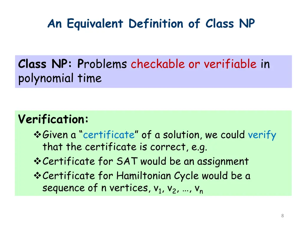 an equivalent definition of class np