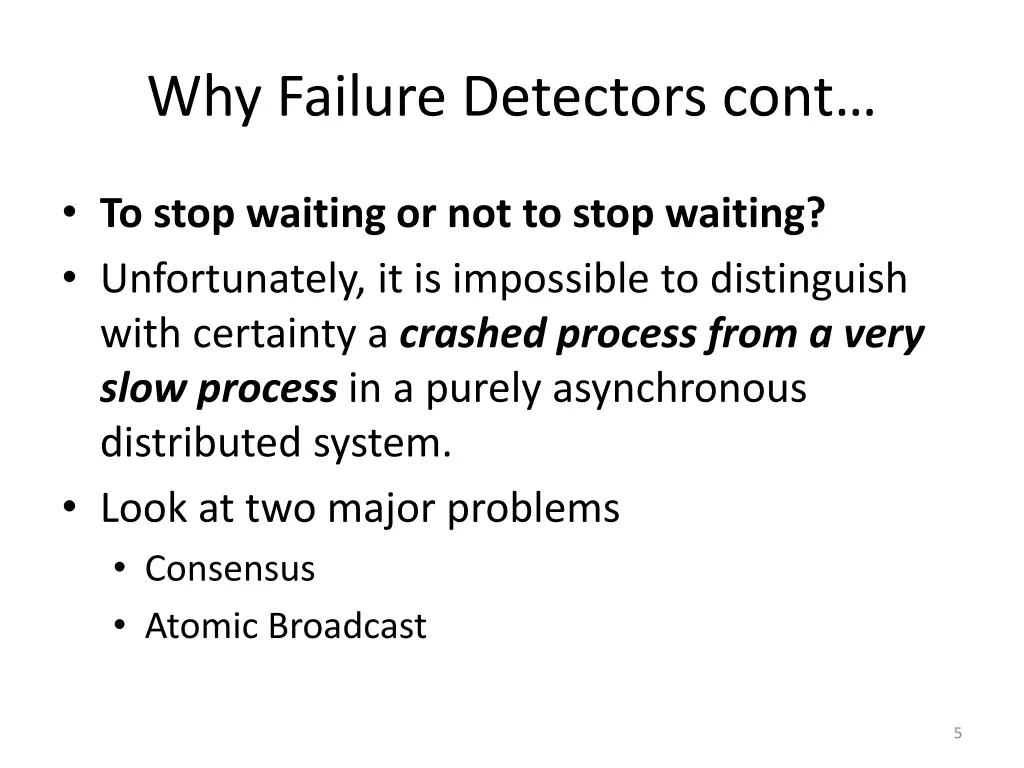 why failure detectors cont