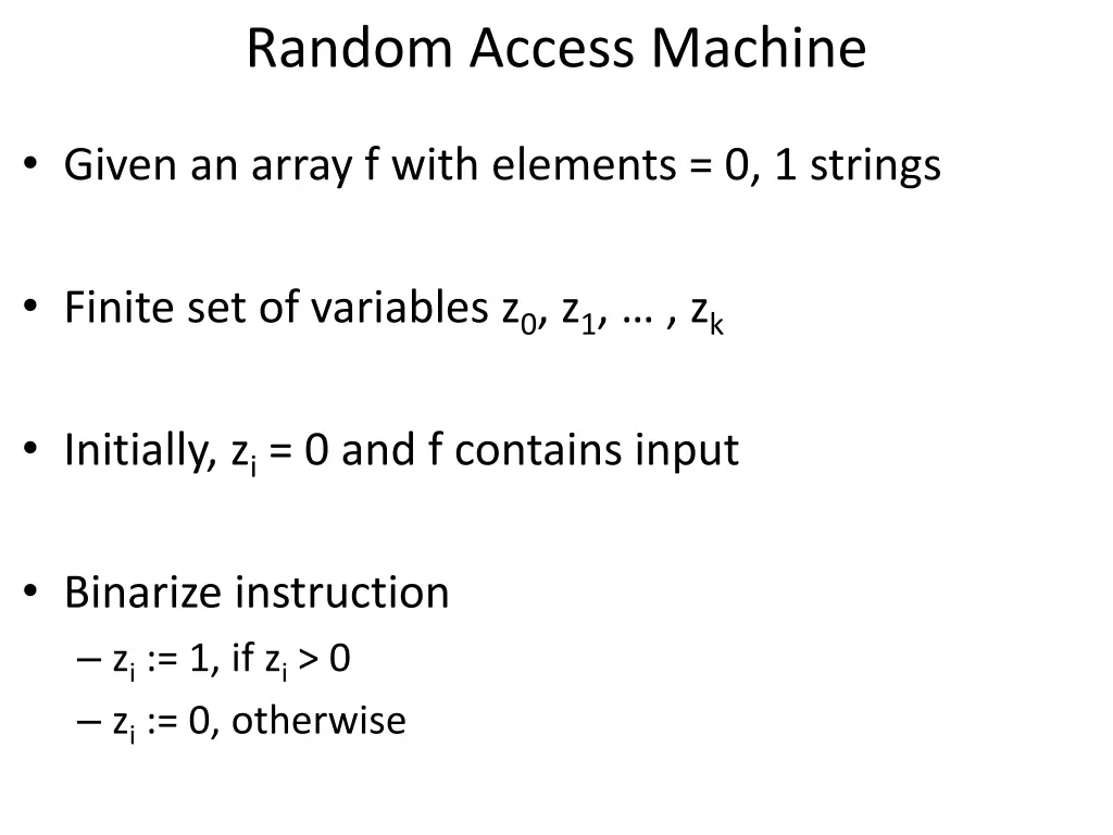random access machine 10