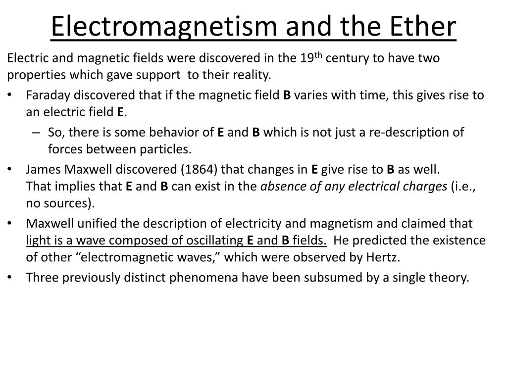 electromagnetism and the ether