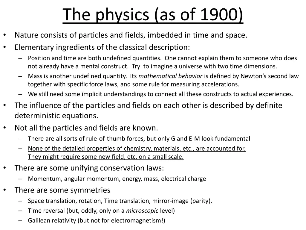 the physics as of 1900