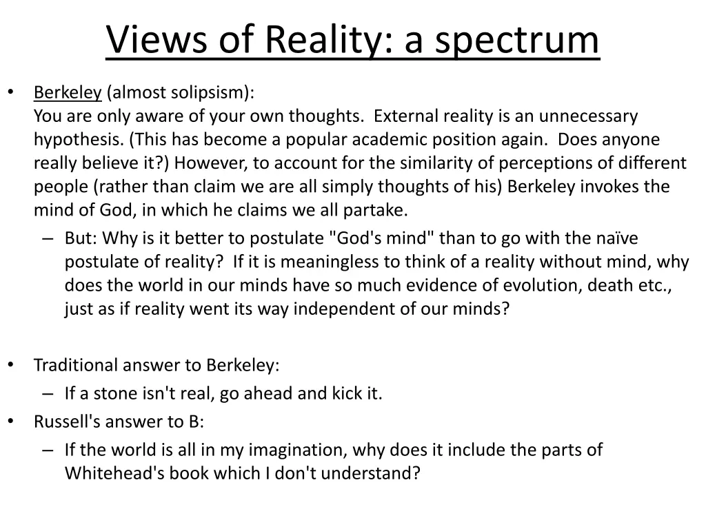 views of reality a spectrum 2