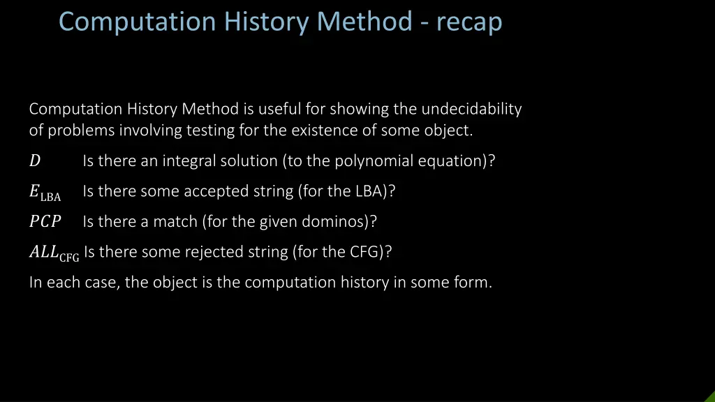 computation history method recap