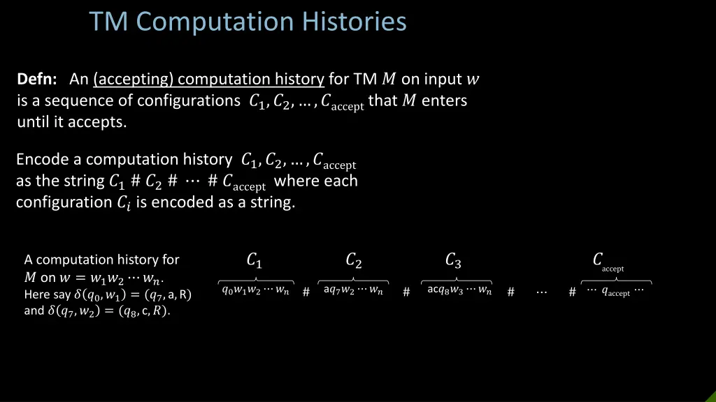 tm computation histories