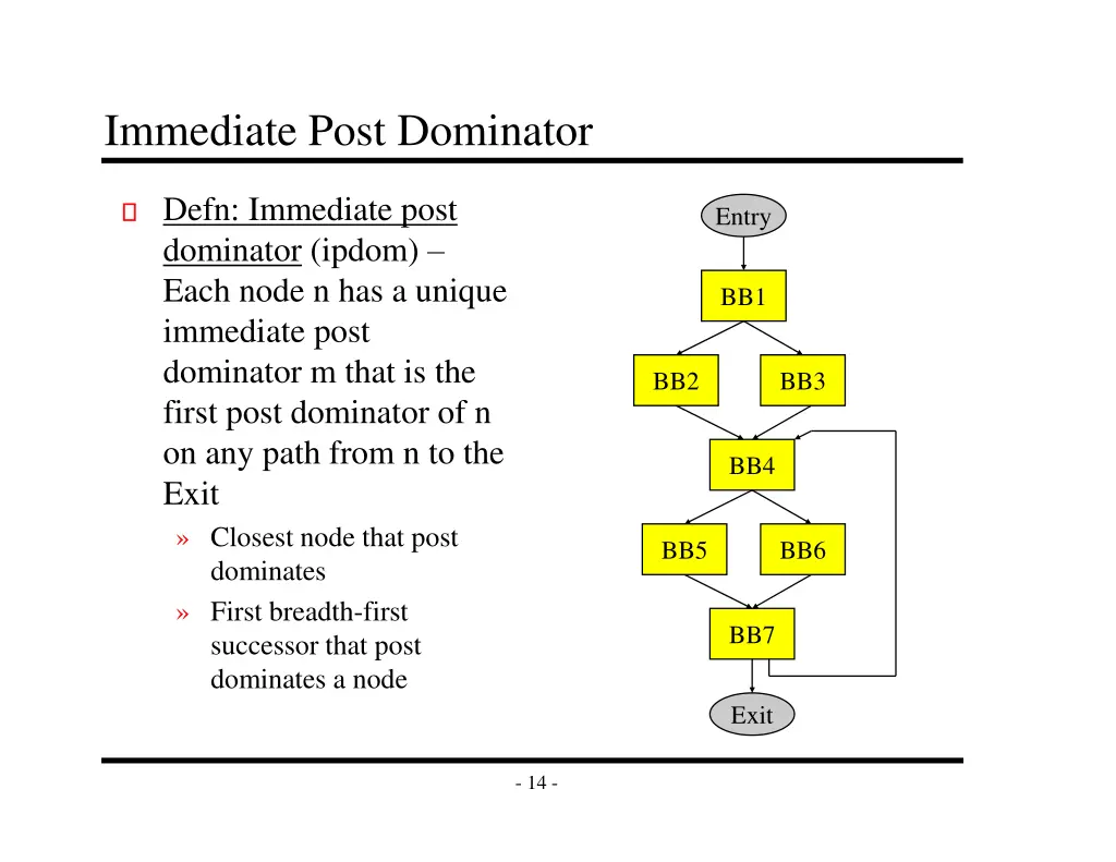 immediate post dominator