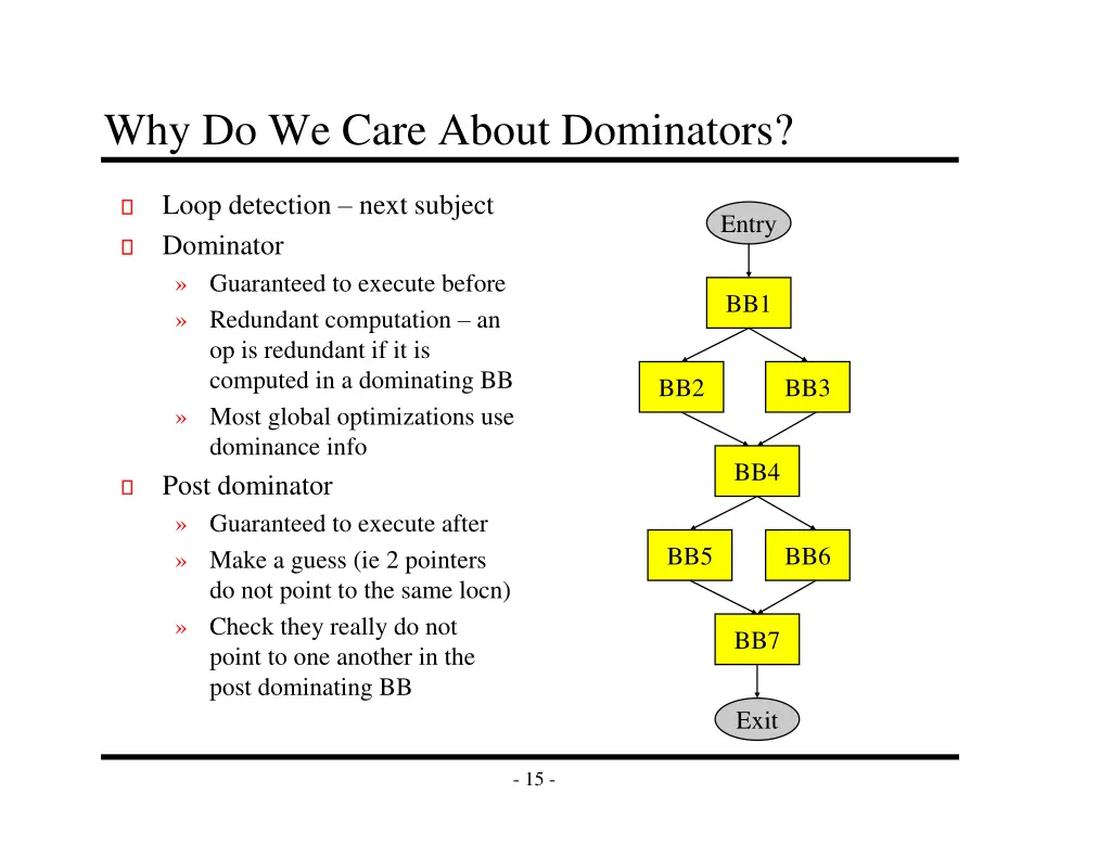 why do we care about dominators