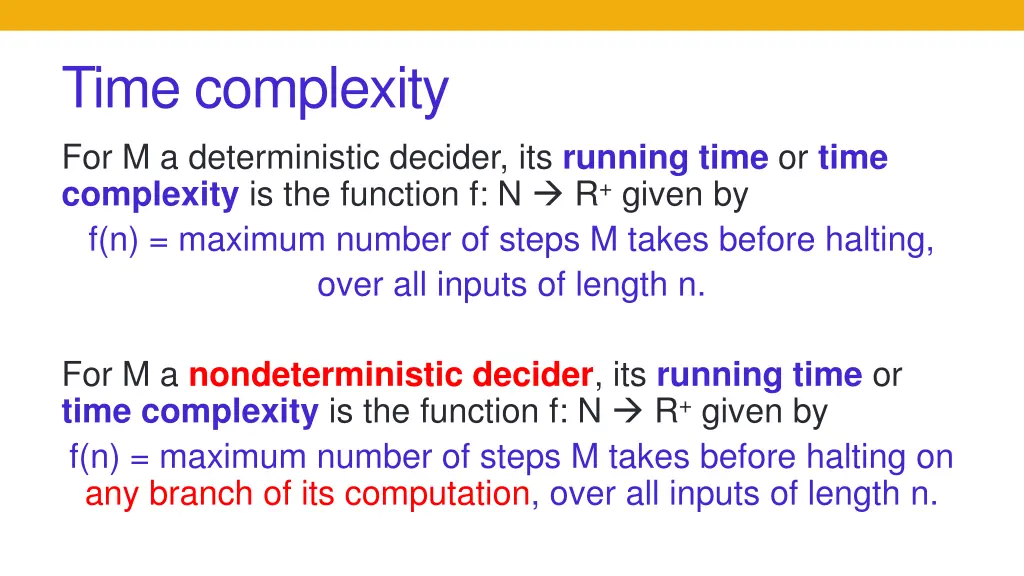 time complexity for m a deterministic decider