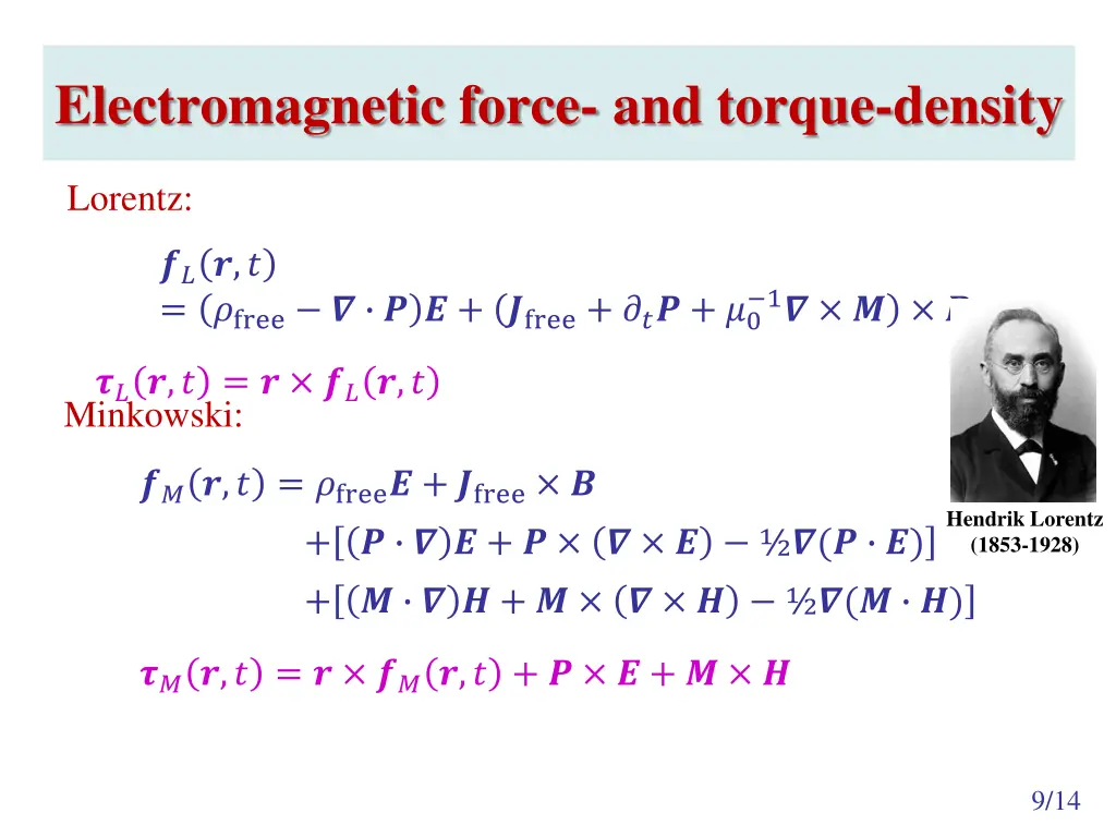 electromagnetic force and torque density