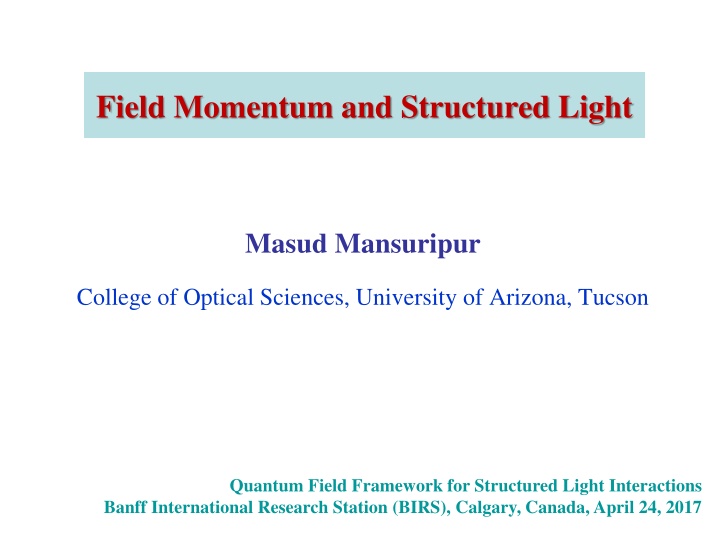 field momentum and structured light