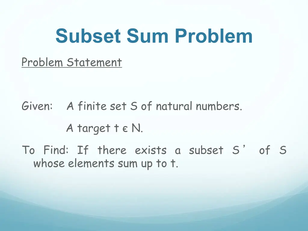 subset sum problem