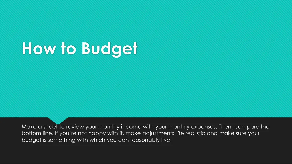 how to budget