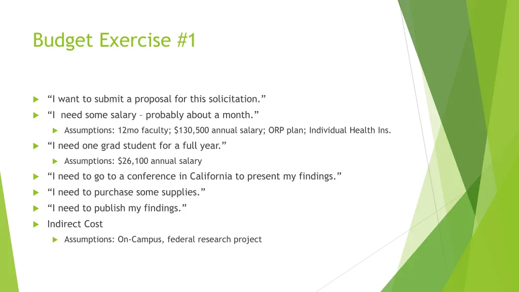 budget exercise 1