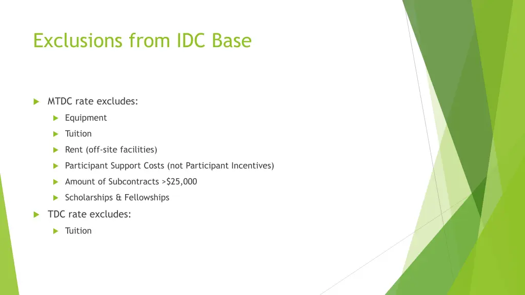 exclusions from idc base