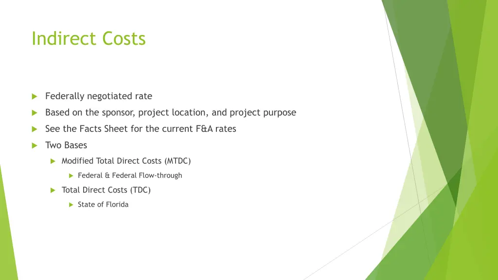 indirect costs