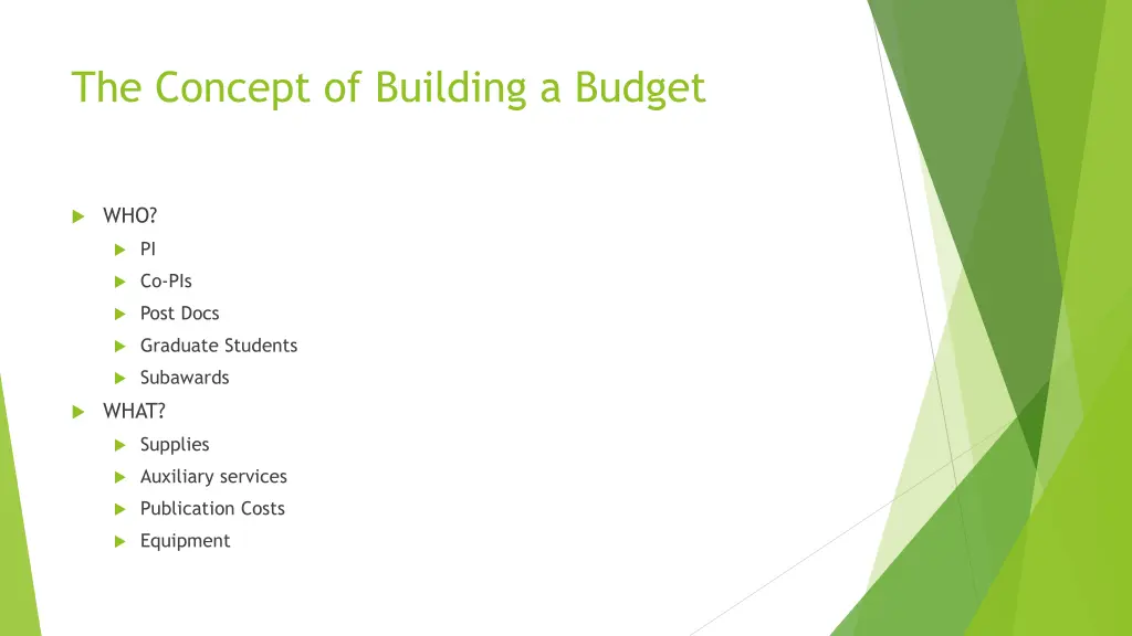the concept of building a budget