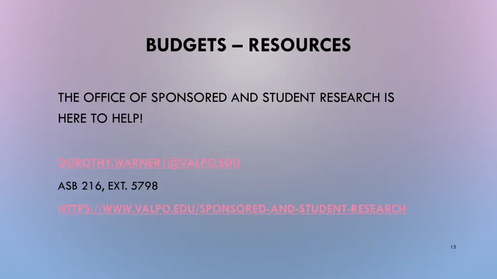 budgets resources