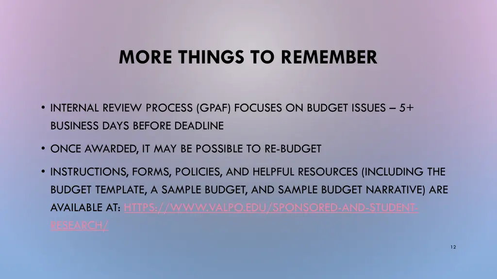 more things to remember