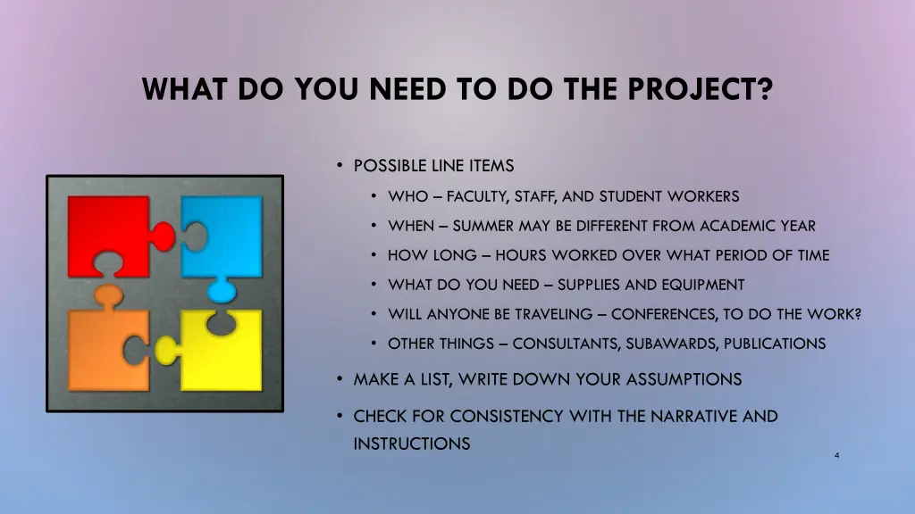 what do you need to do the project