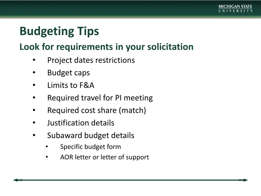 budgeting tips look for requirements in your