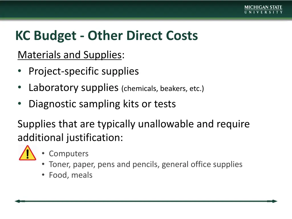 kc budget other direct costs