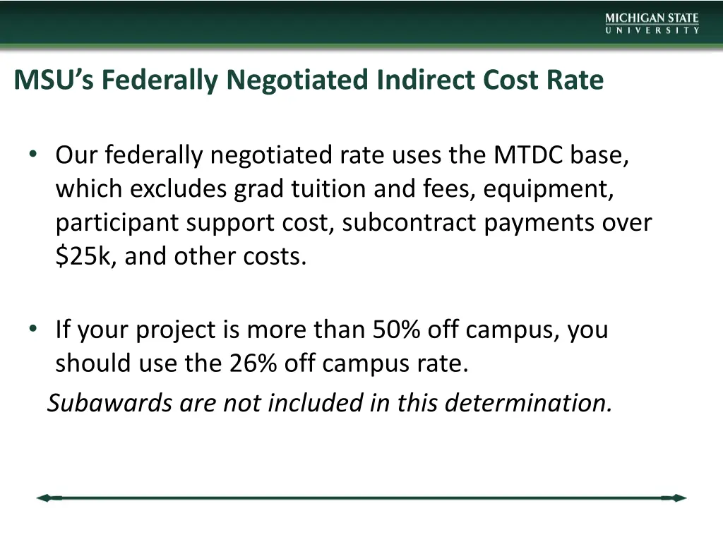 msu s federally negotiated indirect cost rate