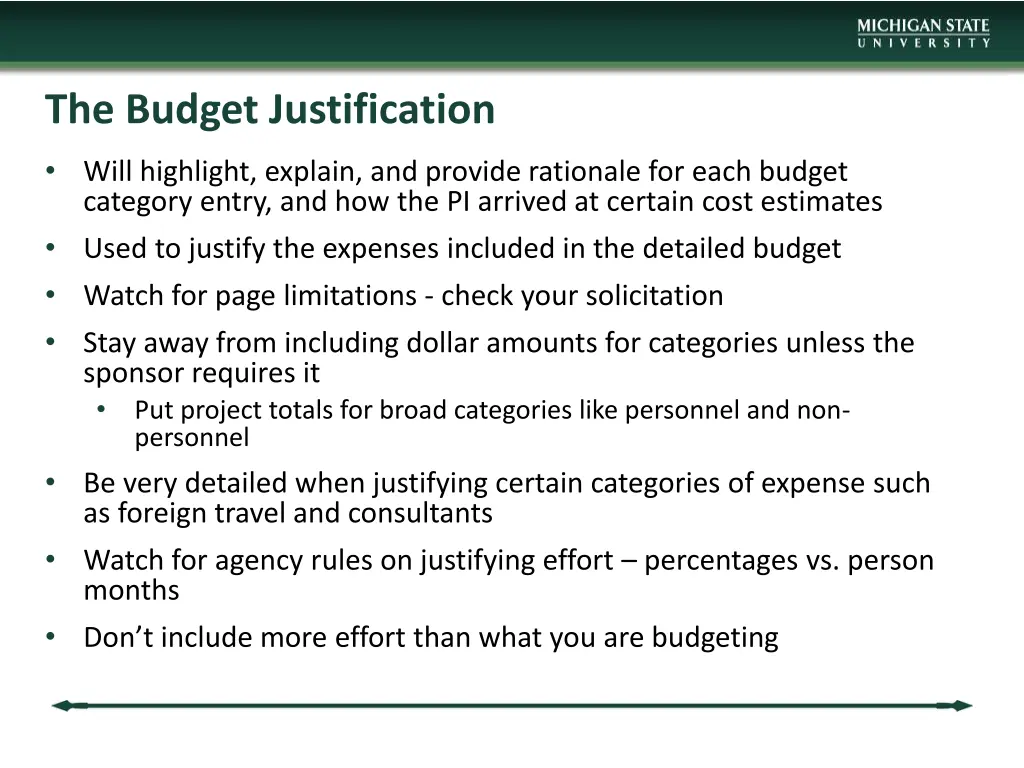 the budget justification