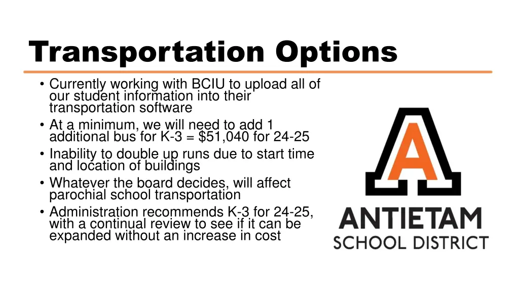 transportation options currently working with