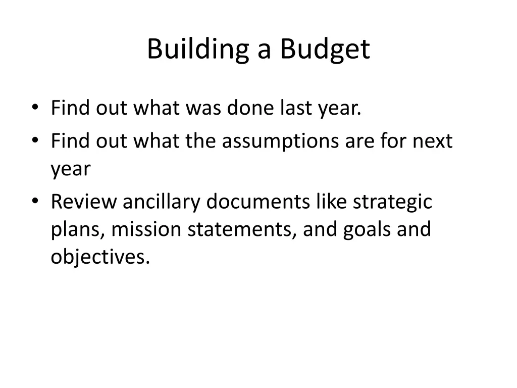 building a budget