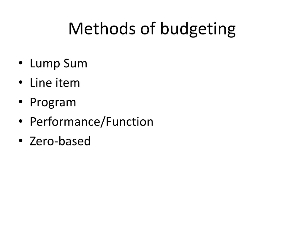methods of budgeting