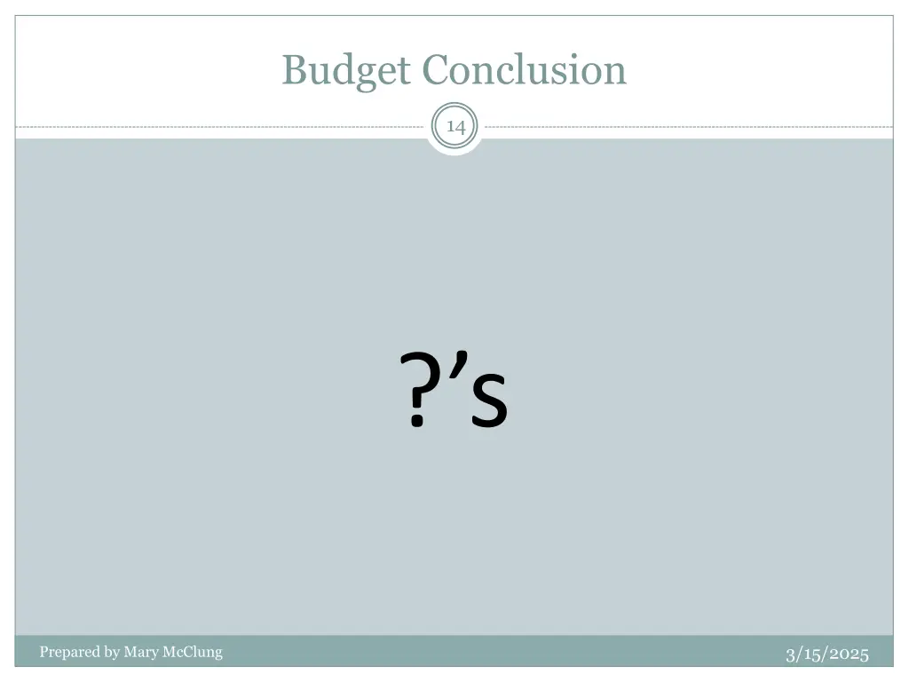 budget conclusion 1