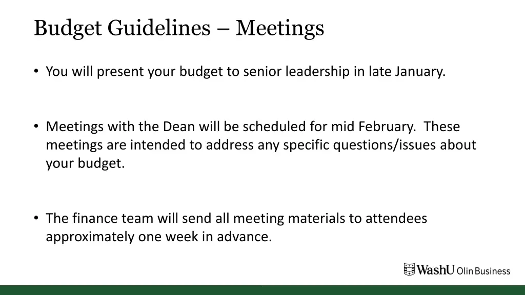 budget guidelines meetings