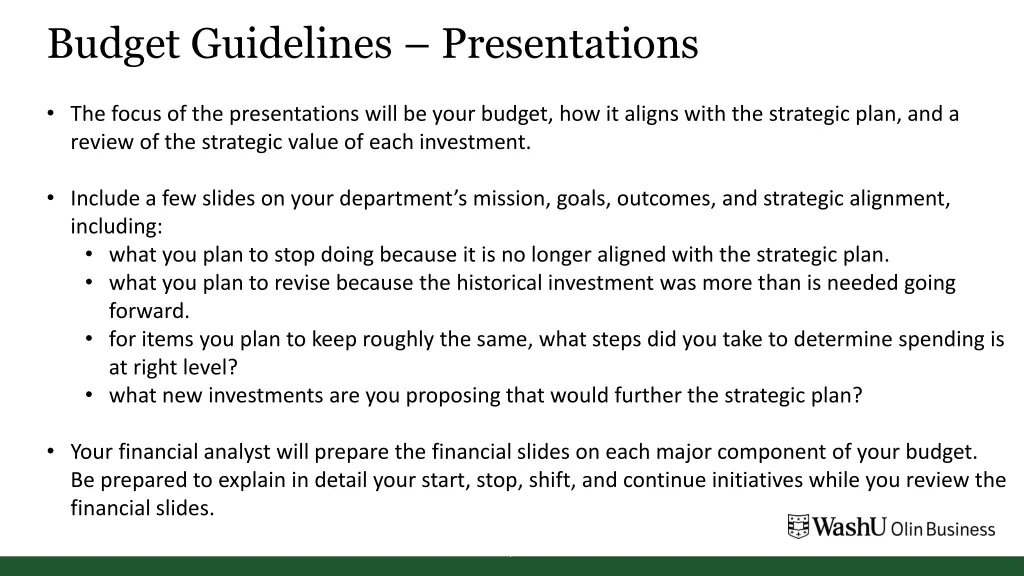 budget guidelines presentations