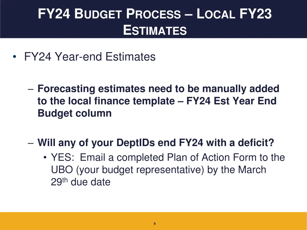 fy24 b udget p rocess l ocal fy23 e stimates