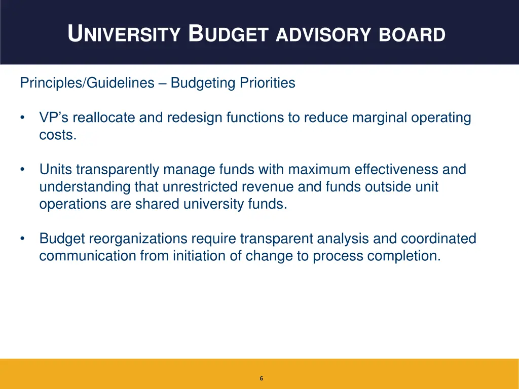 u niversity b udget advisory board 2