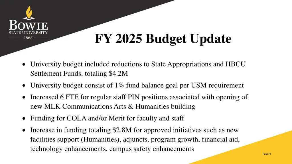 fy 2025 budget update