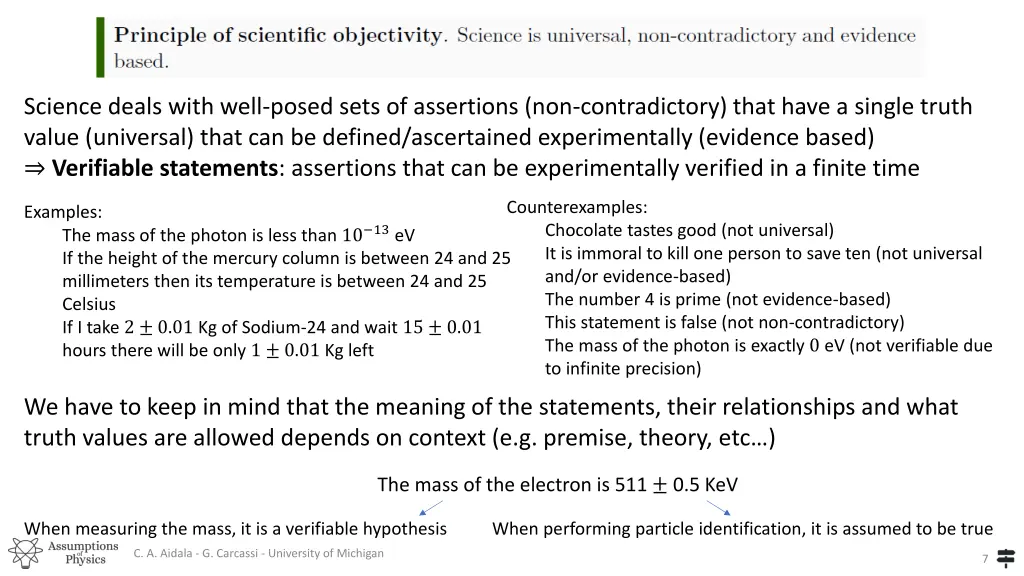 science deals with well posed sets of assertions