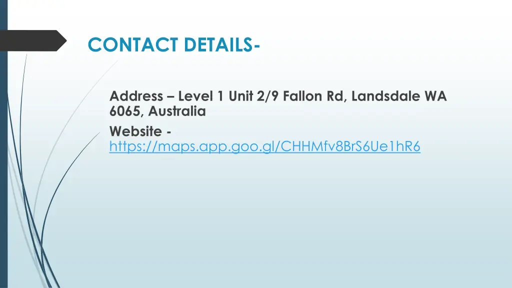 contact details